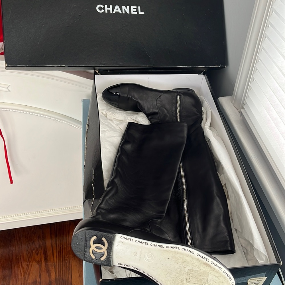 Chanel tall black boots - size 9- slightly used